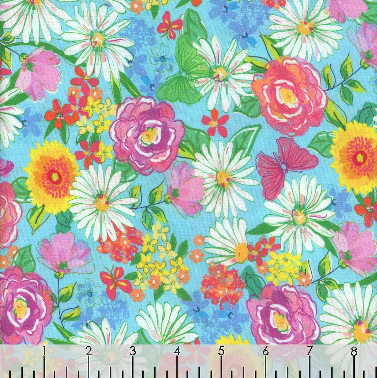 Benartex Fabrics Tropical Splash Blue Tropical Floral Paradise